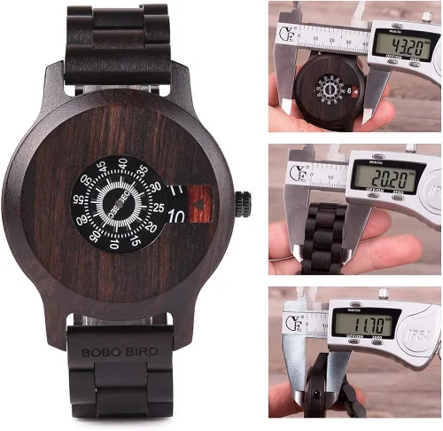 Vista 6 de BOBO BIRD Mens único moda clásico casual retro madera relojes lujo marca cuarzo relojes