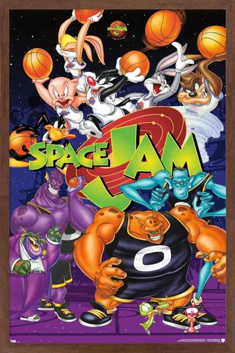 Vista 9 de Trends International Looney Tunes: Space Jam - Póster de collage de pared, 14.725 x 22.375 pulgadas, versión enmarcada de madera de granero
