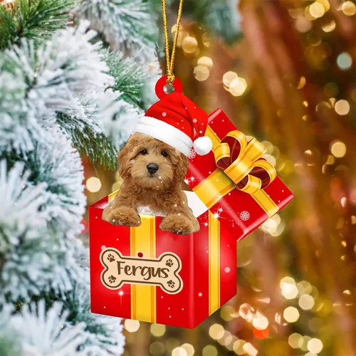 Vista 53 de Adorno de Navidad personalizado de Akita Inu, nombre personalizado Akita Inu para árbol de Navidad, en caja de regalo roja