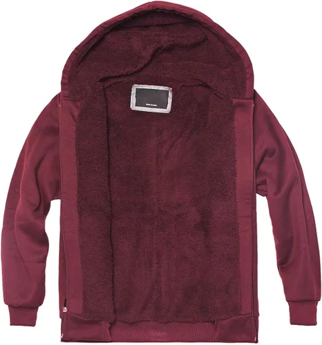 Vista 5 de Sudadera con capucha con forro de sherpa para niños, con cremallera completa, forro polar, cálida, para jóvenes, de manga larga