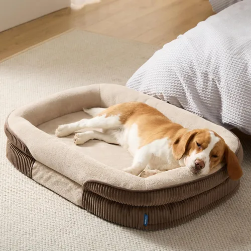 Vista 21 de Bedsure Camas ortopédicas para perros con cojín ovalado de 360 °, perro de Carbón