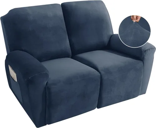 Vista 13 de MAXIJIN Funda reclinable de terciopelo de 4 piezas, funda elástica de felpa suave para silla reclinable, gruesa y suave, funda para silla Beige
