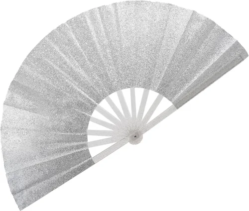 Vista 17 de Ventilador plegable de mano grande, botas en el suelo, abanicos decorativos plegables de manivela para bailes, fiestas, bodas, festivales de música