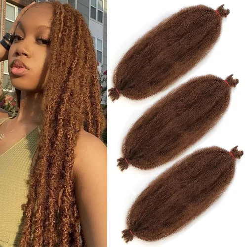 Vista 66 de Cabello de Envoltura Pre-Esponjado de 8 Pulgadas, 3 Paquetes, Cabello Afro Twist Pre-Separado Elástico para Locs, Cabello Afro Twist Negro Natural