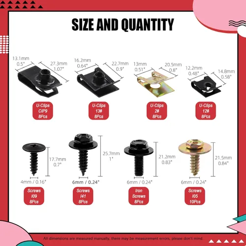 Vista 2 de Hilitchi Kit surtido de tuercas y tornillos en U para automóvil, incluye 4 tamaños de clips de tuerca en U, clips tipo U, clips de fijación