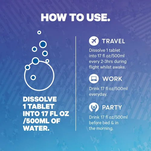 Vista 8 de 1Above Jet Lag Relief Tablets - Multivitamínico efervescente con sabor cítrico con Pycnogenol Suplemento de viaje para hidratación, energía, apoyo