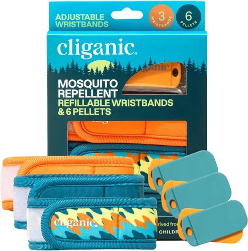 Vista 7 de Cliganic - Paquete repelente de mosquitos (1 clip + 2 bolitas de repuesto), sin DEET, infusión de aceite esencial, esenciales de verano, accesorios