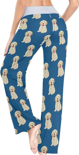 Vista 5 de XUWU Pantalones de pijama para mujer, cómodos, casuales, palazzo, pierna ancha