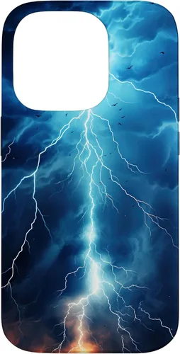 Vista 17 de iPhone 13 Pro Max Cool Blue Lightning Bolt Storm Funda de arte gráfico Wild Nature Sky