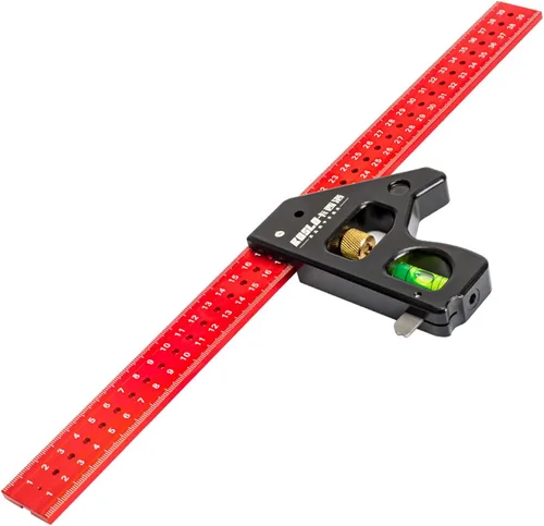 Vista 6 de Regla de ángulos de combinación de carpintero multifuncional, instrumento de medición de metal para ángulos precisos de 90/45 grados, combinación