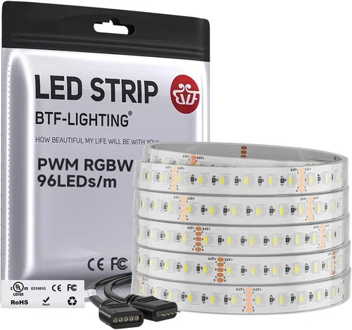 Vista 34 de BTF-LIGHTING RGBW LED Strip Cool White 16.4ft 60LED DC12V UL Listed IP30 RGB+blanco frío