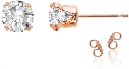 Vista 44 de Aretes de tuerca de plata de ley 925 chapados en oro de 14 quilates macizo, oro amarillo, blanco o rosa de 0.236 in Amatista