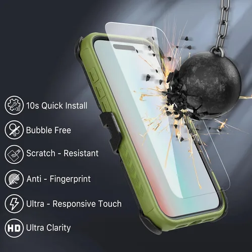 Vista 5 de M MYBAT PRO Funda para iPhone Air con funda de clip para cinturón, [compatible con Magsafe] con protector de pantalla, anticaídas, a prueba de Verde