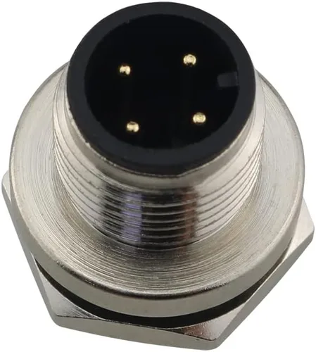 Vista 3 de Conector de montaje en panel de aviación masculina M12, 4 pines, impermeable, panel de chasis, montaje trasero, conector de sensor de zócalo