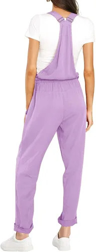 Vista 5 de ReachMe Overol con pechera ajustable para mujer, estilo casual, holgado, con bolsillos