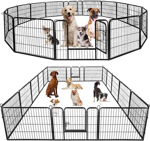 Vista 9 de BestPet Extensión de corral para perros 32 pulgadas, 2 paneles Corral resistente para mascotas con ejercicio de metal Paneles de cerca