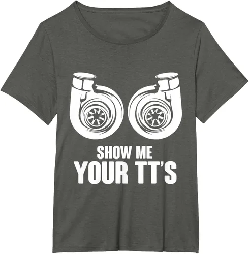 Vista 85 de Funny Show Me Your TT's Twin Turbo Car Racing Camiseta, Negro, S