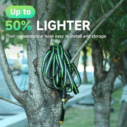 Vista 5 de 50FT Garden Hose with Nozzle– High Pressure Nozzle and Flexible Water Hose, All-Weather, Non-Shrinking, Ultra-Lightweight with 3/4" Solid Brass