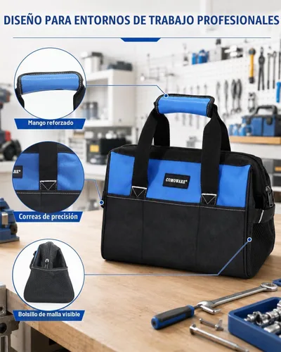Vista 5 de COMOWARE Bolsa de herramientas de 13 pulgadas, bolsa de herramientas de boca ancha con cremallera superior, organizador de herramientas de gran
