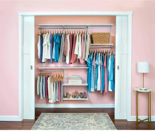 Vista 6 de Organized Living freedomRail - Kit organizador de armario ajustable, 48 a 52 pulgadas, pera chocolate