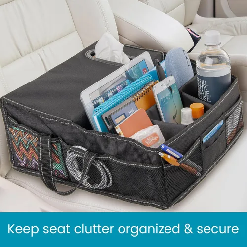 Vista 2 de High Road SeatStash - Organizador de asiento delantero para automóvil para conductor y almacenamiento de oficina con porta pañuelos y compartimentos