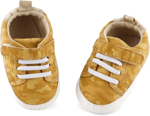 Vista 2 de ESTAMICO - Tenis de piel sintética para bebés, niños y niñas, suela de goma antideslizante, para primeros pasos, zapatos para exteriores