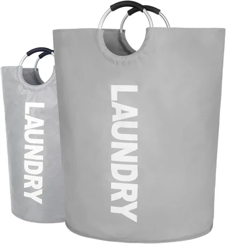 Vista 13 de Twira Cesta de lavandería grande de 90 litros, cesta de lavandería que se mantiene bien, bolsa de lavandería con asas acolchadas, contenedor de ropa