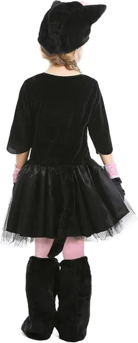Vista 4 de Viyorshop Disfraz de gato negro para niñas, disfraz de gatito, disfraz de Halloween
