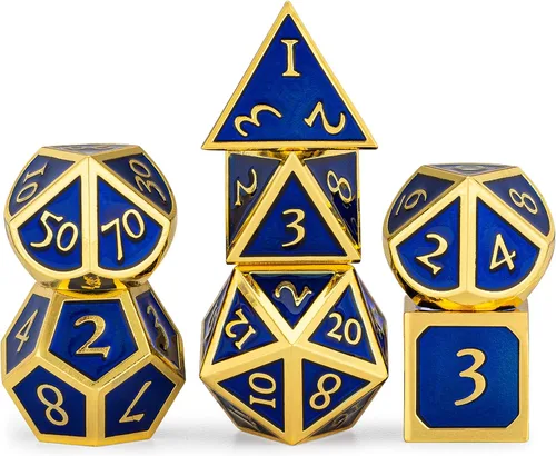 Vista 13 de HEIMDALLR Juego de dados de metal DND, 7 piezas, juego de dados de metal indestructibles con bolsa de dados; juego de dados D&D