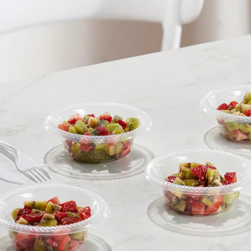 Vista 2 de PLASTICPRO Paquete de 40 tazones de plástico transparente de 5 onzas para sopa, duraderos, desechables, pequeños cuencos de plástico para fiestas