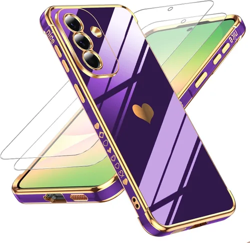 Vista 141 de LeYi Funda para Motorola-G 2025: Love Heart Plating Luxury, Negro