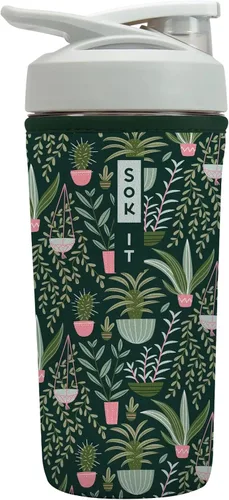 Vista 21 de Sok It BotlSok Botella Mezcladora de Proteínas con Funda Aislante de Neopreno (Floral Abstracto, Se Ajusta a Mezcladoras de 24oz)