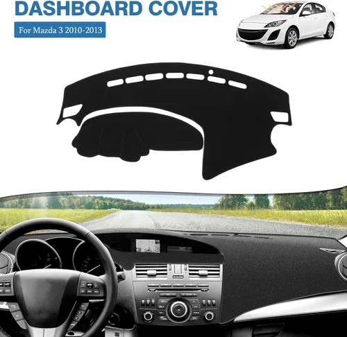 Vista 2 de FIILINES Cubierta para tablero Compatible con Mazda 3 2010-2013 Accesorios Tapete para tablero para Mazda 3 Accesorios Tapete para salpicadero