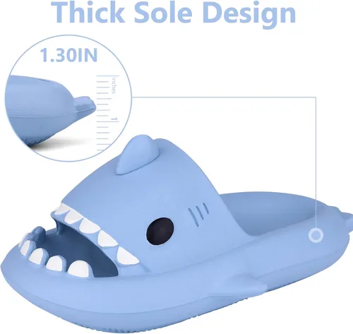 Vista 5 de Sandalias de baño con diseño de tiburón para niños y niñas Sandalias de ducha para niños y niñas Sandalias de playa y piscina Secado rápido