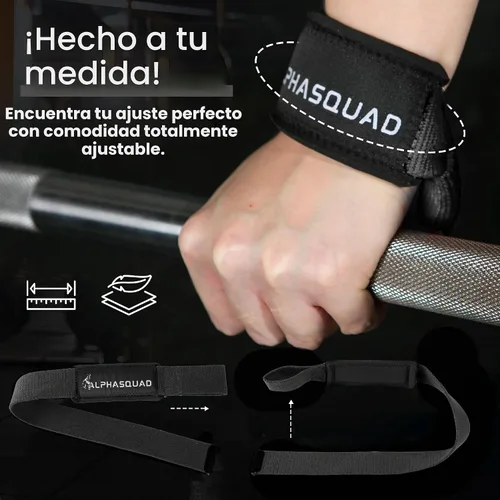 Vista 3 de ALPHASQUAD Correas de levantamiento para levantamiento de pesas – Correas de muñeca resistentes para levantamiento de pesas con envolturas