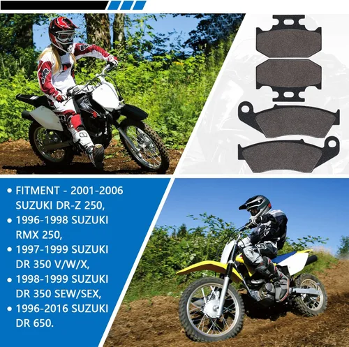 Vista 8 de dr650 Pastillas de freno delanteras y traseras para Suzuki DR650 1996-2016 DR350 1997-1999 RMX 250 1996-1998 DR-Z250 2001-2006, para Kawasaki KDX200