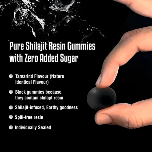 Vista 2 de Gomitas puras de Shilajit del Himalaya – 75% + ácido fúlvico, grado oro de alta potencia – Mezcla para energía, vitalidad y apoyo inmunológico