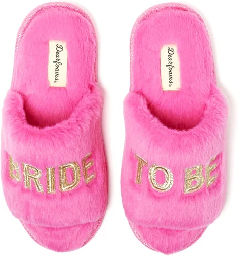 Vista 8 de Dearfoams Regalos para novia y dama de honor, pantuflas I Do Crew para boda y despedida de soltera