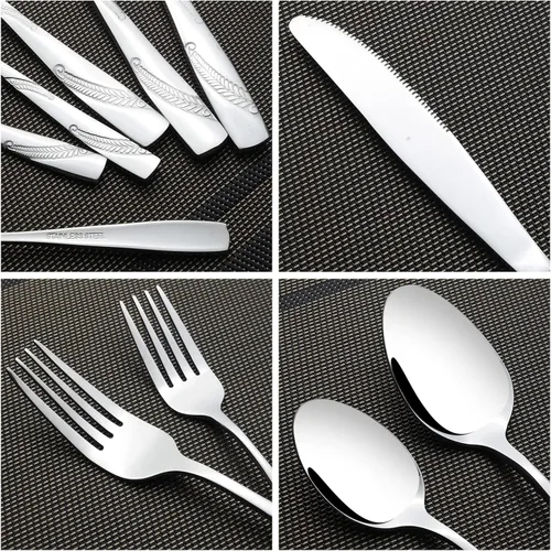 Vista 5 de Juego de cubiertos de cubiertos de 80 piezas, acero inoxidable para 16, incluye cuchillo, tenedor/cuchara
