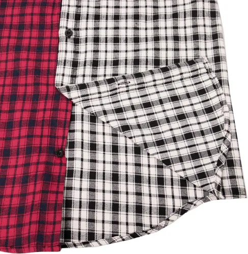 Vista 5 de Camisa sin mangas a cuadros para hombre, camisas vaqueras con botones