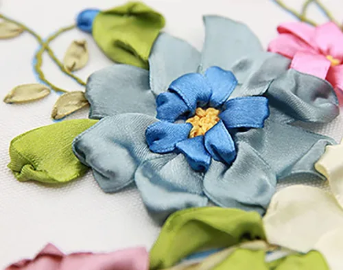 Vista 5 de Gogobear Kit de flores de bordado de cinta para principiantes y adultos, hecho a mano, decoración de pared, imágenes colgantes en 3D