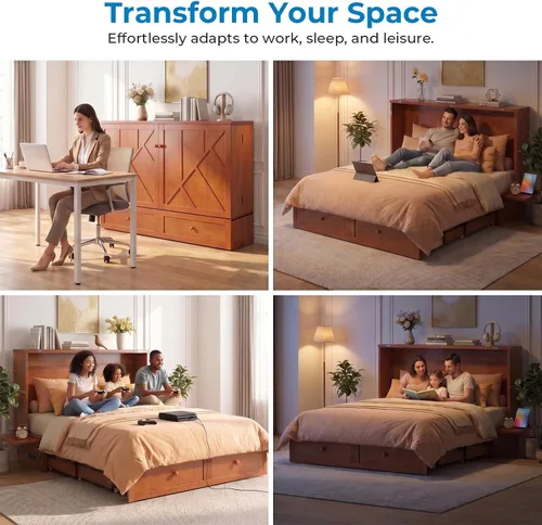 Vista 6 de Mjkone Murphy - Cama de gabinete con colchón plegable de tres piezas
