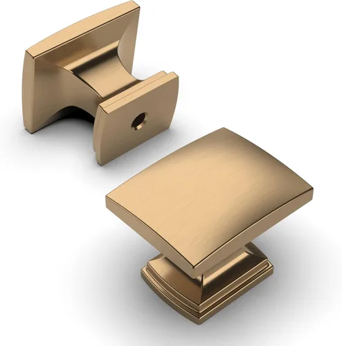 Vista 8 de Amerdeco 10-Pack Brushed Satin Nickel Cabinet Knobs & Pulls - 1-1/8 Inch Single Hole Square Drawer Handles for Bathroom Cabinets ZH0011
