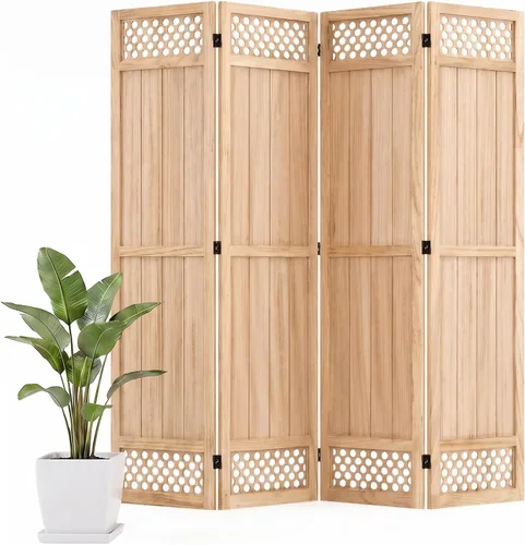 Vista 9 de Divisor de habitación de madera, pantalla de privacidad, divisor de Natural