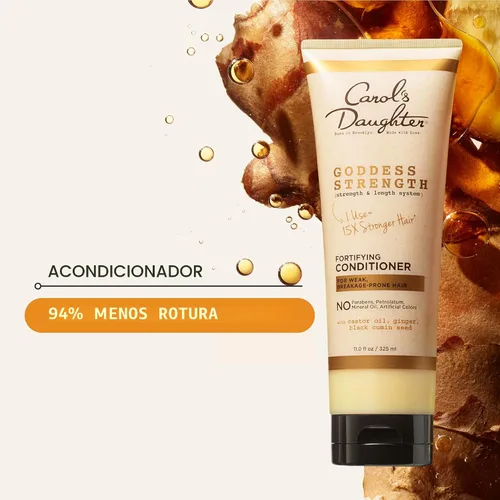 Vista 5 de Carol's Daughter Goddess Strength - Acondicionador fortificante para cabello ondulado, rizado y crespo, acondicionador con aceite de ricino