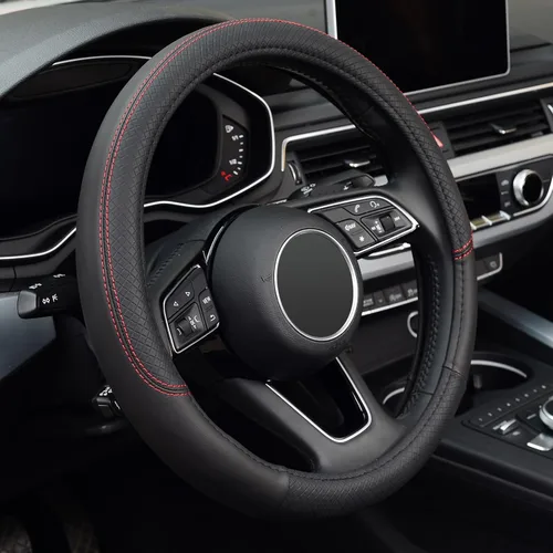 Vista 18 de LABBYWAY Funda de cuero de microfibra para volante, universal de 14.5-15 pulgadas, antideslizante, accesorios interiores de automóvil para hombres