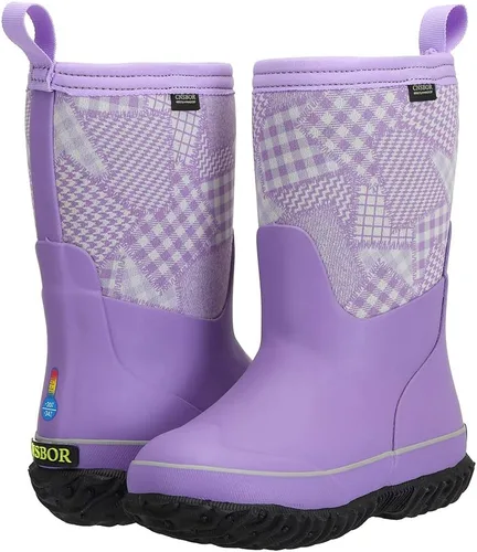 Vista 5 de CNSBOR Botas de lluvia de neopreno impermeables con aislamiento para niños con botas de lluvia fáciles de poner para jóvenes