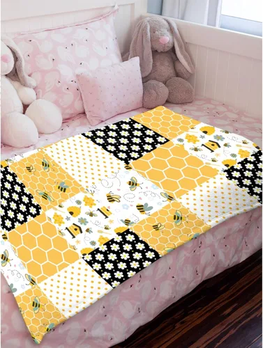 Vista 3 de Manta de franela ligera de abeja, regalos para niñas y mujeres en todas las estaciones, manta para cama, sofá, 30 x 40 pulgadas, para bebé/mascotas