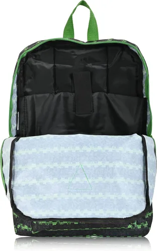 Vista 7 de Minecraft Juego de mochila de 3 piezas - mochila, calcomanía, pin - Niños y niñas adultos Minecraft Creeper Mochila escolar, Negro Verde, Mochilas