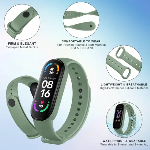 Vista 3 de Wanme Bandas para Amazfit Band 5 correas de repuesto para mujeres y hombres, paquete de 2 correas deportivas de silicona compatibles con Amazfit